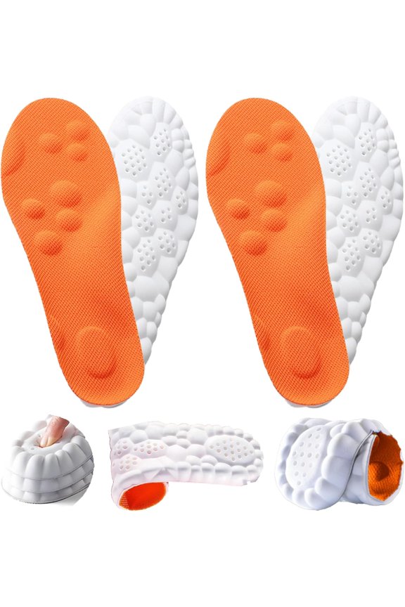 4D Shoe Cloud Insoles for Men Women, High Rebound Memory Foam Cloud Insoles with Arch Support, Shock Absorption Comfort Shoe Inserts for Daily Walking