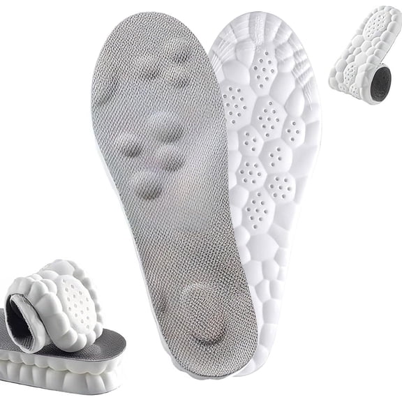 4D Shoe Cloud Insoles for Men Women, Soft Memory Foam Shoe Inserts with Arch Support, Breathable Massage Cushioning Pads, Trim to Fit Boots and Sneakers.