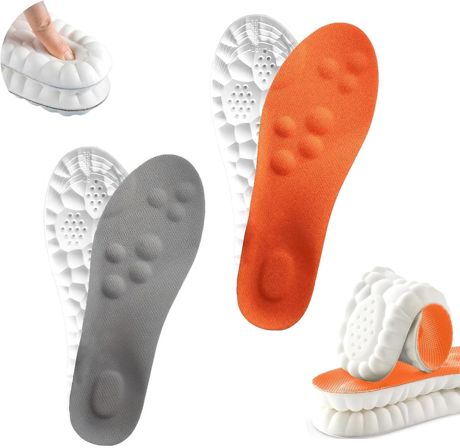 4D Shoe Cloud Insoles for Men & Women, Memory Foam Insoles with Arch ...