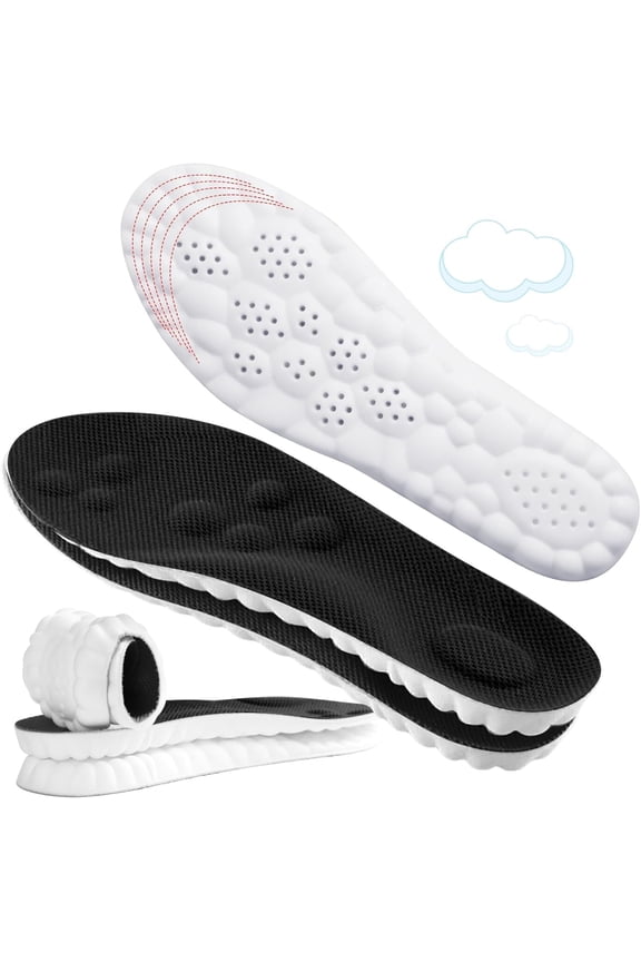 4D Shoe Insert, Cloud Memory Foam Insoles for All-Day Comfort, Arch Support & Shock Absorption, Trim-to-Fit Cushioned Inserts for Work Boots, Sneakers & Daily Wear