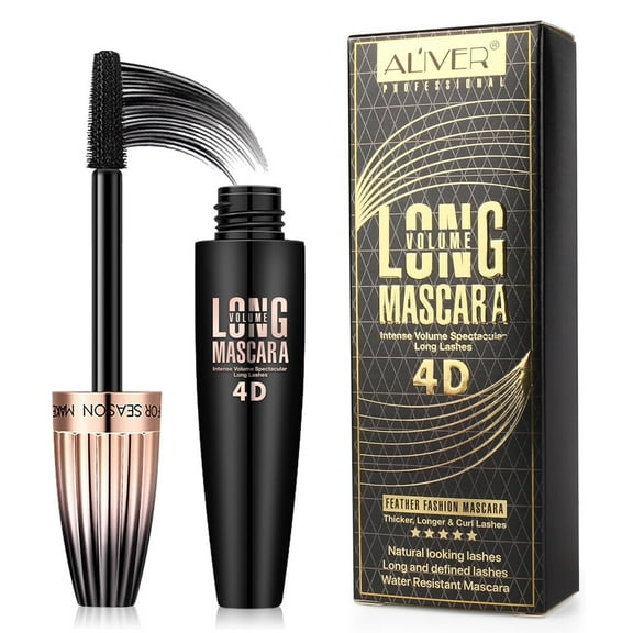 4D Silk Fiber Lash Mascara, Waterproof Long Lasting Mascara Black Volume and Length Natural,Smudge-Proof Eyelash Primer Brush,1 Pack