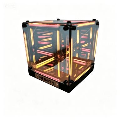 4D Tesseract Cube Lamp, Infinite Space LED Light, Touch Dimmable, USB-C Rechargeable Futuristic Desk Decor Lamp(Red+Yellow)