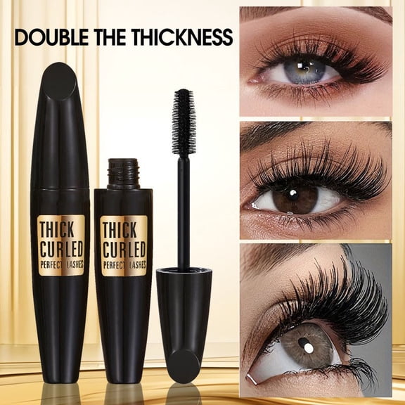 4D Waterproof Mascara, Liquid Lashes Extensions Mascara with Dual-Sided Brush, Great for Lengthening and Volumizing Eyelashes, Long Lasting, Smudge-Proof