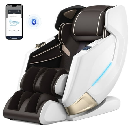 Upgo 4D Massage Chair, Full Body Zero Gravity Recliner with SL Track, APP Control, Bluetooth,and Electric Calfrest Extension - White