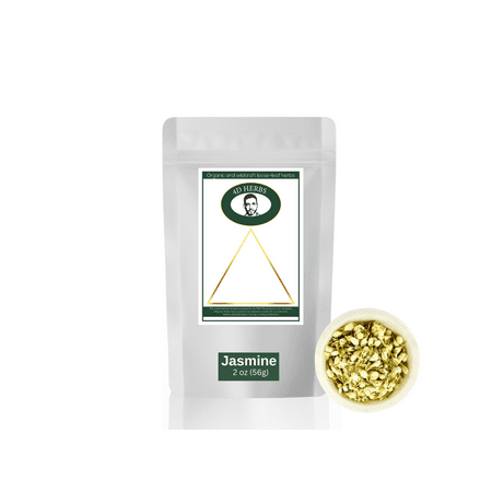 4DHerbs Jasmine Herbal Loose Leaf Tea, Whole Dried Jasmine Flowers (2 oz)