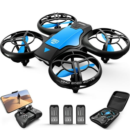 4DRC Drone Mini with 720P HD Camera for Adults and Children FPV Real-Time Video, 3 Modular Batteries Blue