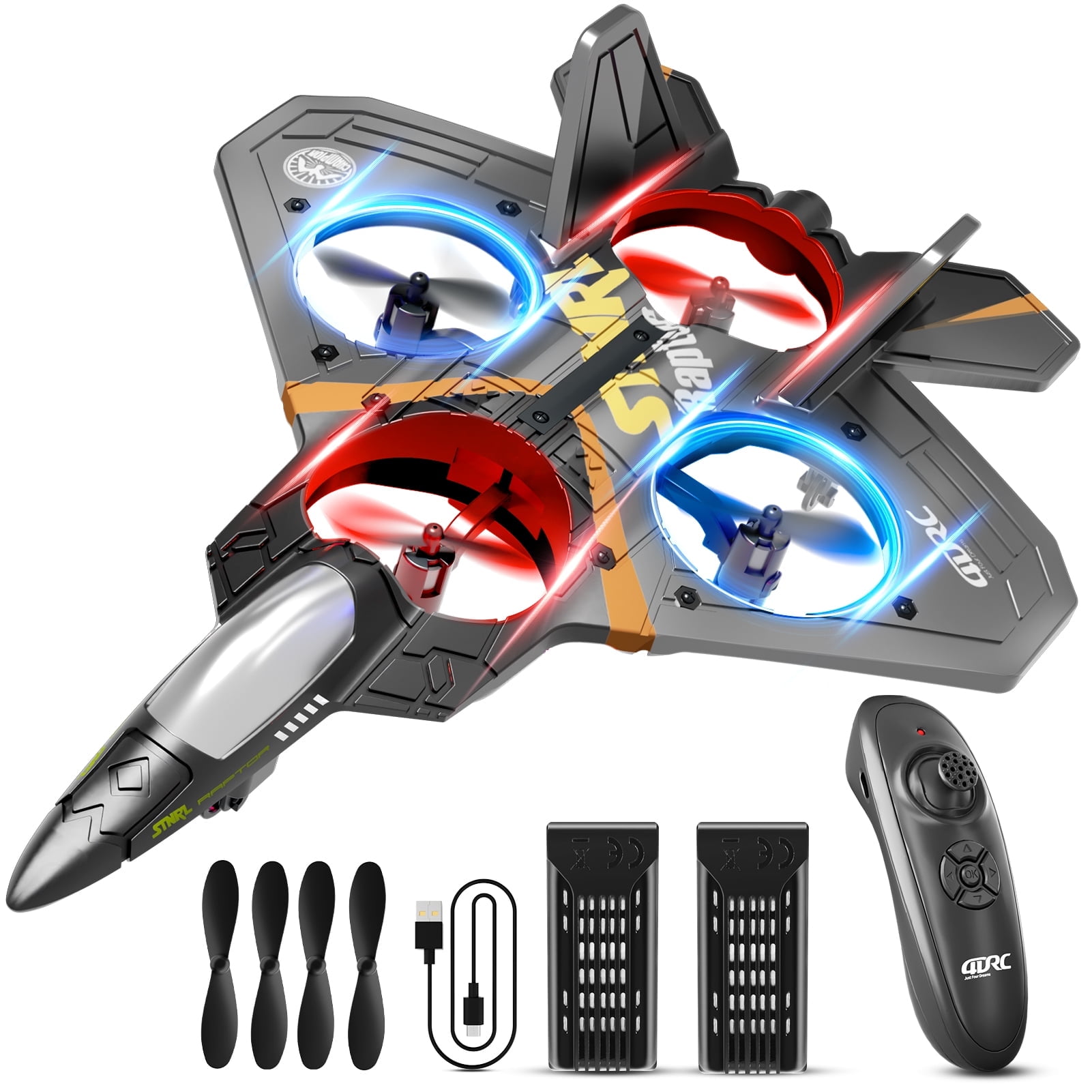 4DRC Drone RC Aircraft Remote Control Foam Glider RC Glider Plane Fixed Wing Airplane Toys for Kids Beginners Adults,Silver
