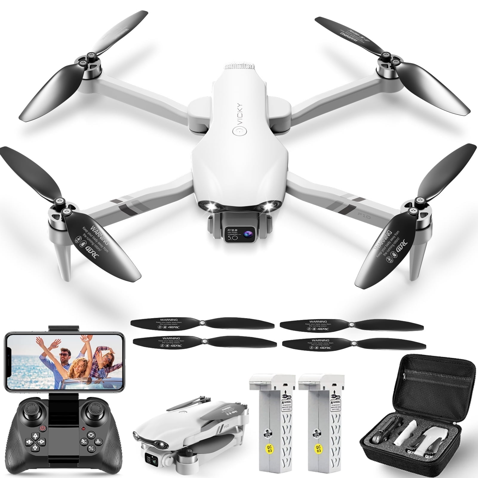 4DRC F10-1080P Wifi FPV Drone with 1080P HD Camera, Headless Mode/3D Flips, RC Quadcopter for Beginners Silver white