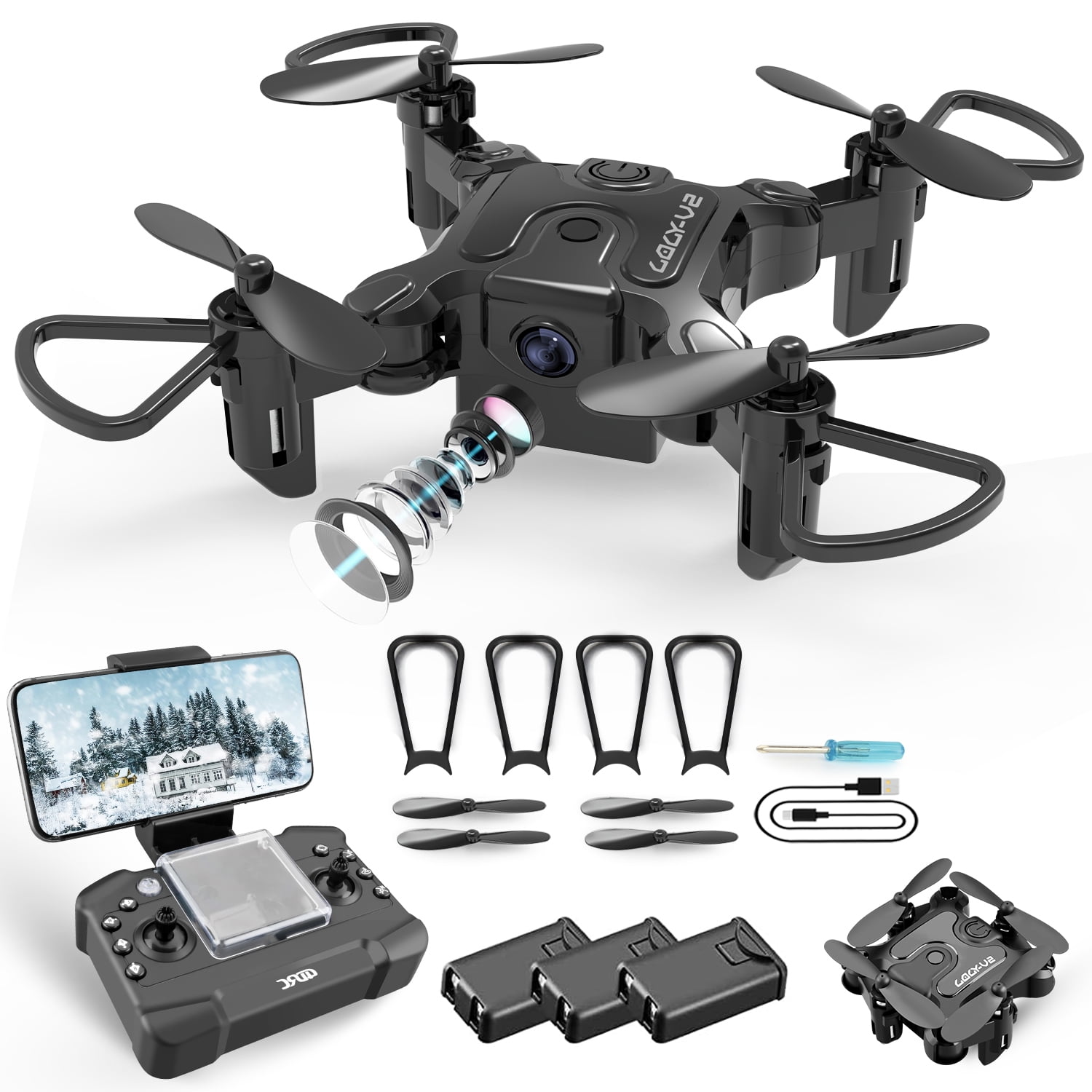 4DV2 Mini Drone with Camera for kids,Nano Portable Pocket Foldable RC  Quadcopter,Toys Gifts for Boys Girls,3D Flip,Altitude Hold,Headless