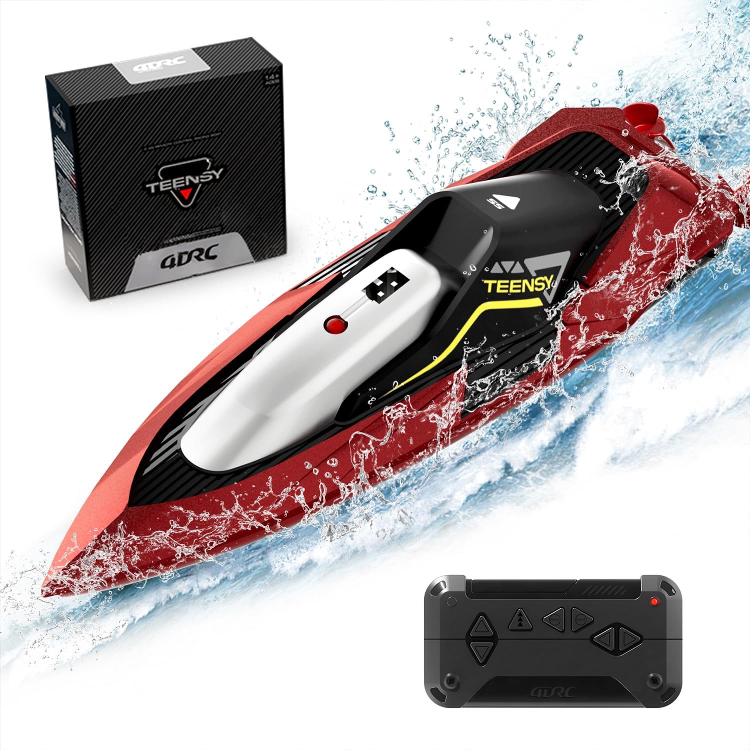 4DRC RC Boat 2.4G High Speed Remote Control Boat Waterproof Racing Boats with USB Charging Low Battery Alarm for Kids and Adults Christmas Gifts