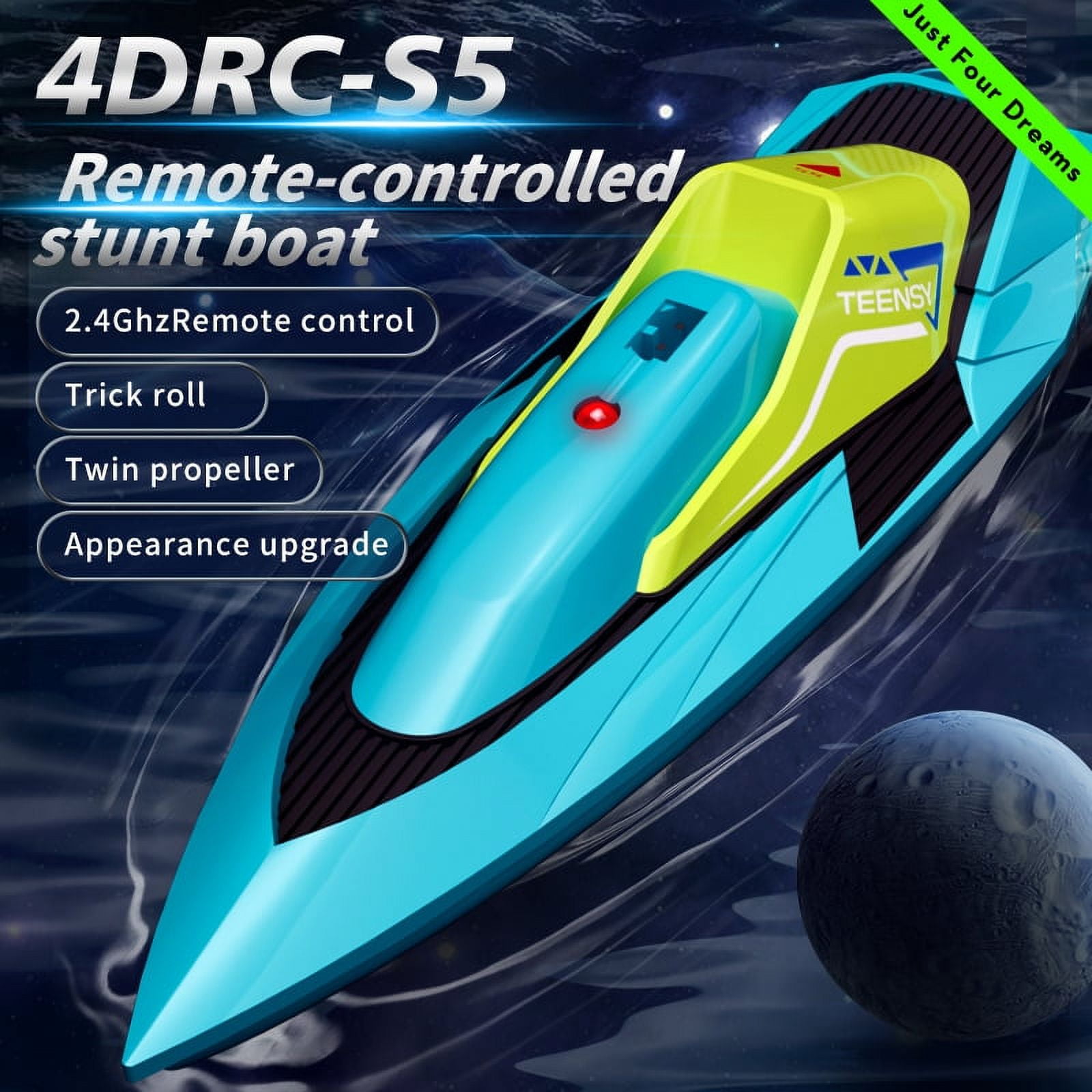 4DRC RC Boat, 2.4G High Speed Remote Control Boat Waterproof Racing