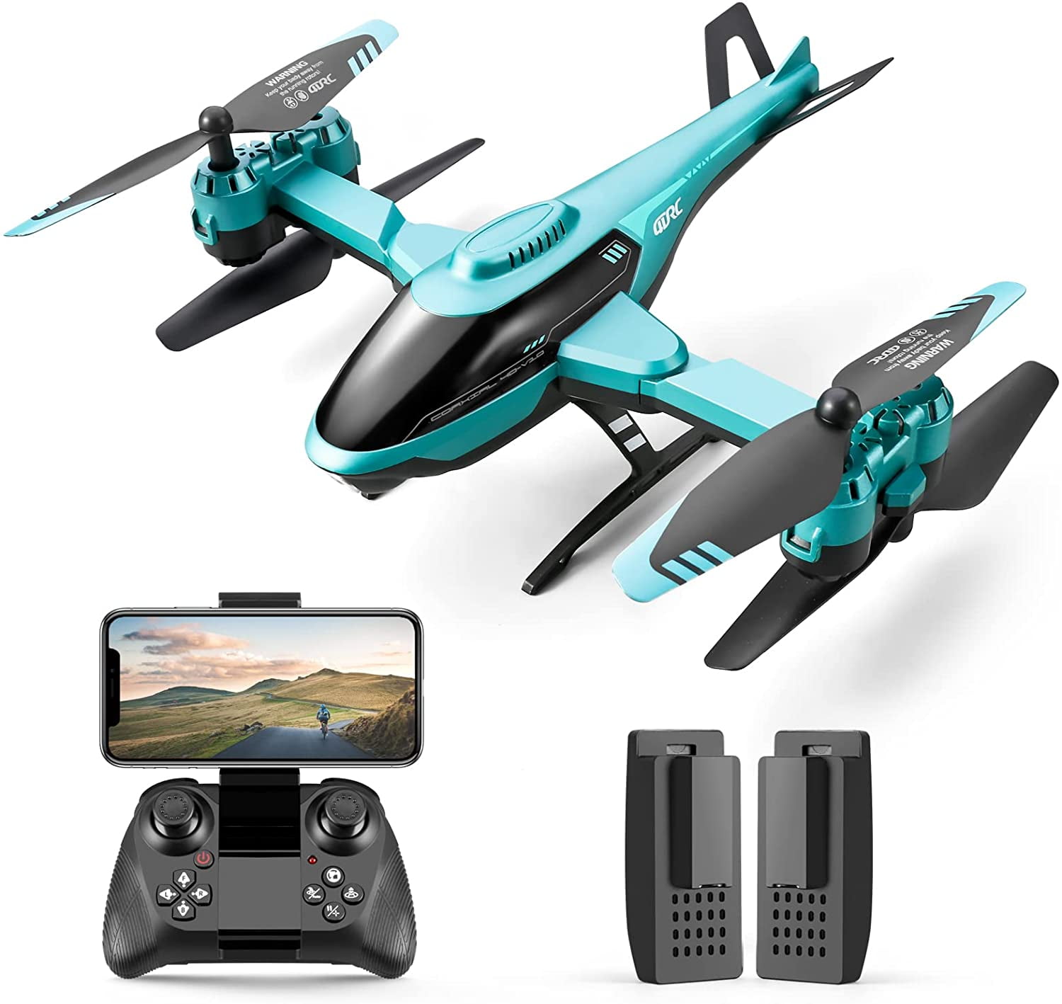 4DRC RC Helicopte Drone with 1080P HD Camera for Kids Adults, FPV Drone  Beginners Foldable Live Video Quadcopter 2 Batteries Blue
