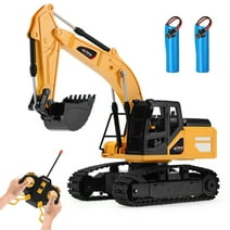 4DRC Remote Control Excavator 6 Channel Rechargeable RC Truck Construction Tractor Car Toys Lights Sounds,Toy Gift for Boys Girls Kids