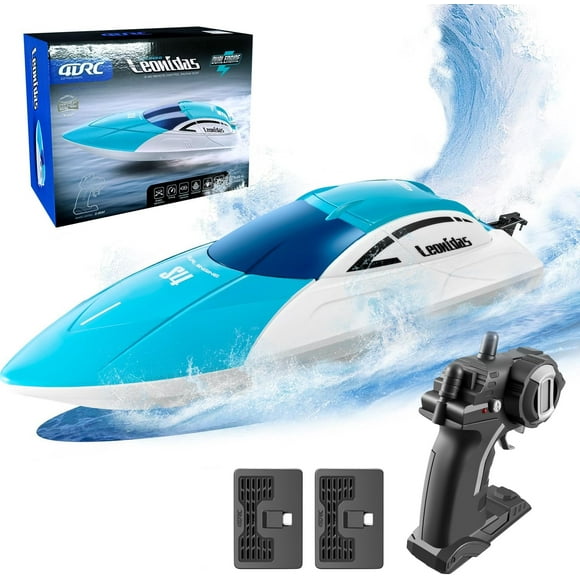 4DRC S4 RC Boat - Remote Control Boat for Pools and Lakes, 4 Channel 2.4GHZ Remote Control, and Rechargeable Boat BatteryBlue