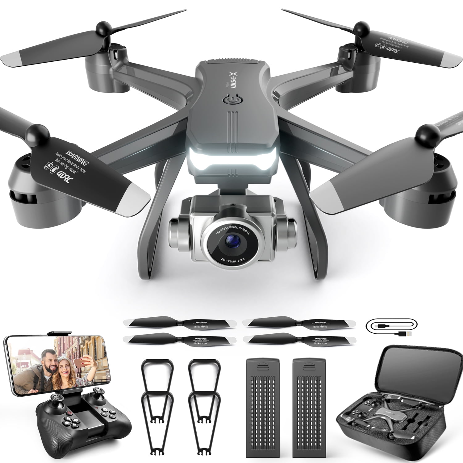 Drone with 4K Camera for Adults, AUOSHI RC Quadcopter with High Speed  Brushless Motor, Altitude Hold, Waypoint Fly, 2 Batteries, Carrying Case