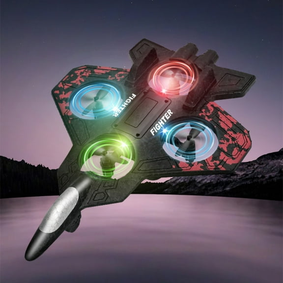 4DRC V32 Foam Remote Control Airplane (2 Batteries) - LED Light, 360° Flip Stunt, RC Plane for Teens (12-16) & Adults, Cool Gift