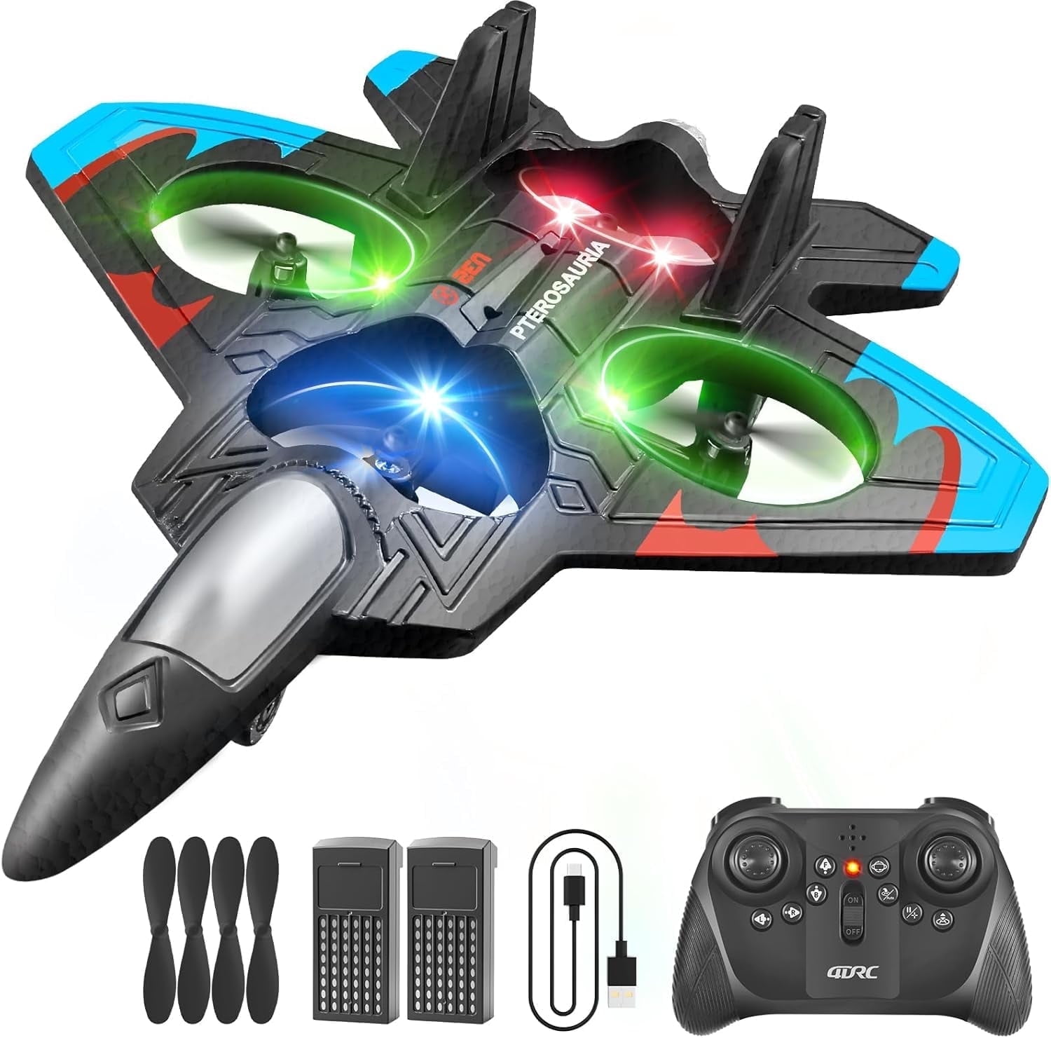 4DRC V32 Foam RC Planes for Kids Adults 8-16, RC Airplane Fighter Jet with Light, 360 Flip Fighter Jet Toy, Stunt Roll, Airplane Toy Gifts for Kids Boys