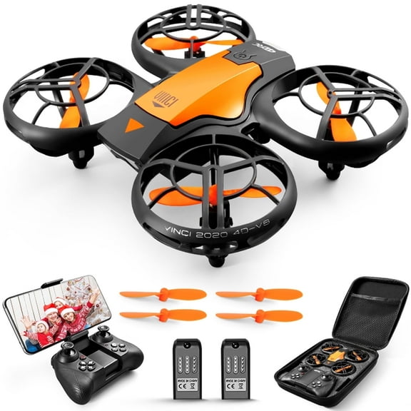 4DRC V8c Drone with 720P HD Camera for Adults and Children FPV Real-Time Video, 2 Modular Batteries and Storage Bag, Orange