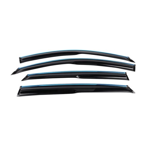 4Dr Mug Style Window Visors Rain Guard with Chrome Trim - Acrylic Set for Front and Rear Windows