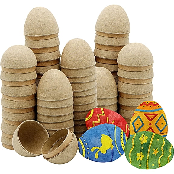 4E's Novelty 12 Pack DIY Paper Mache Easter Eggs, Paintable and Fillable Blank Easter Crafts