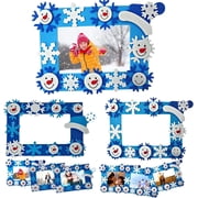 4Es Novelty 12 Pack Foam Snowflake Picture Frame Crafts for Kids, DIY Christmas Winter Activity