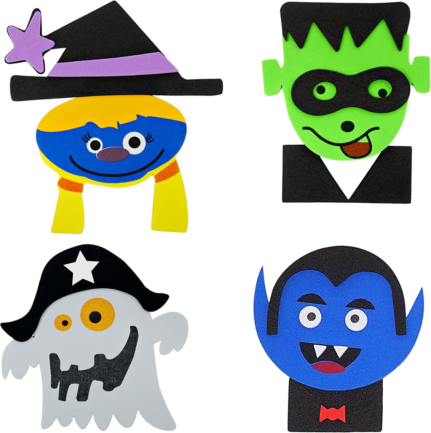 4E's Novelty 12 Pack Halloween Crafts for Kids, Foam Monster Magnet Craft Kits, Ages 3+