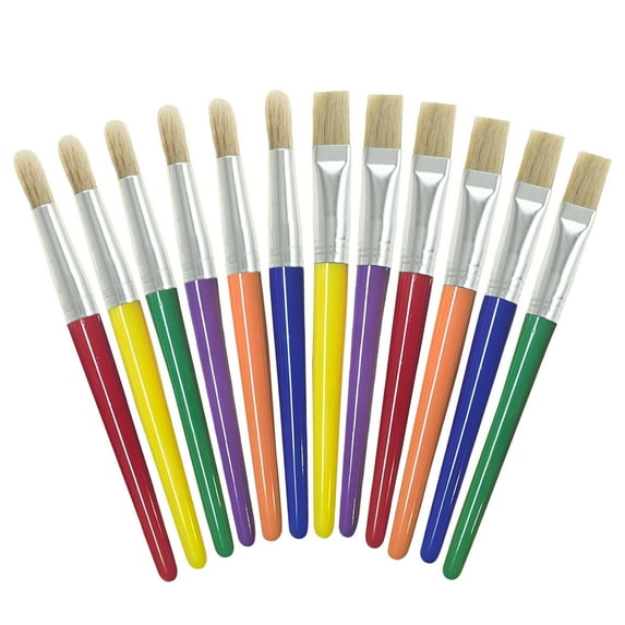 4E's Novelty 12Pcs Kids Paint Brushes, Thick Paint Tools for Kids for Arts and Crafts, Useful Creative Paint Brush Toddler Paint Brush Express Creativeness, Watercolor Tools for Kids