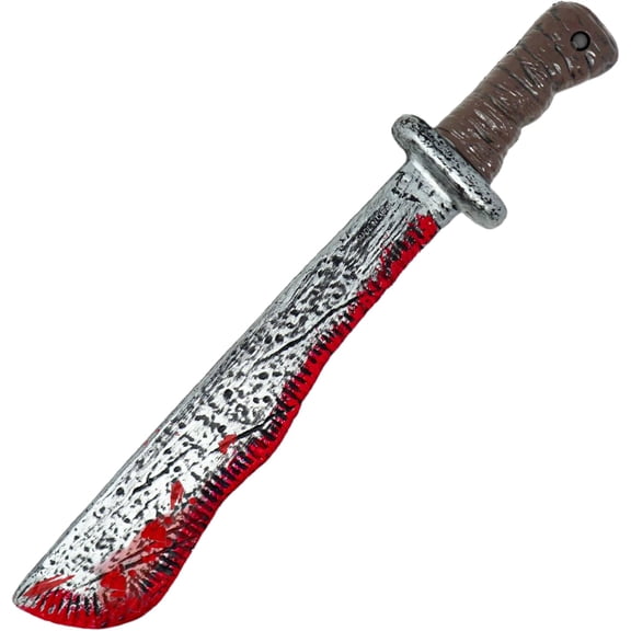 4E's Novelty 17" Fake Bloody Machete Costume Prop - Large Plastic Costume Machete with Blood for Kids & Adults, Ideal Halloween Machete Accessories