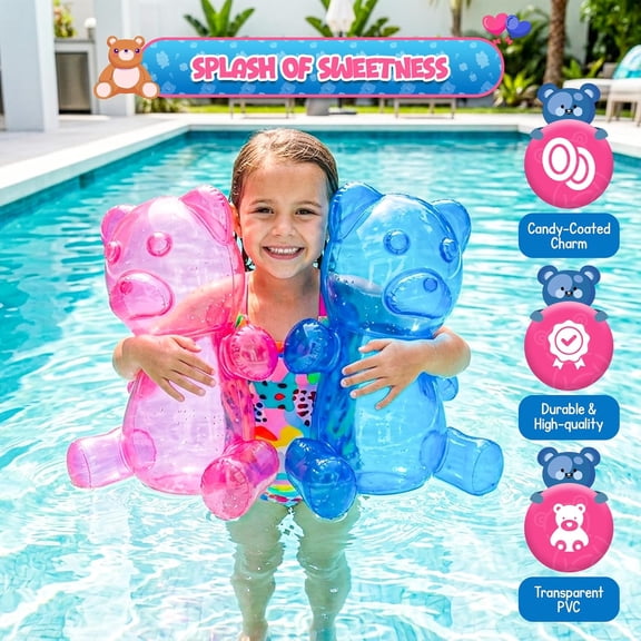 4E's Novelty 2 pack Inflatable Gummy Bears - 24'' Large Fun Party Decorations, Candyland Theme Decor