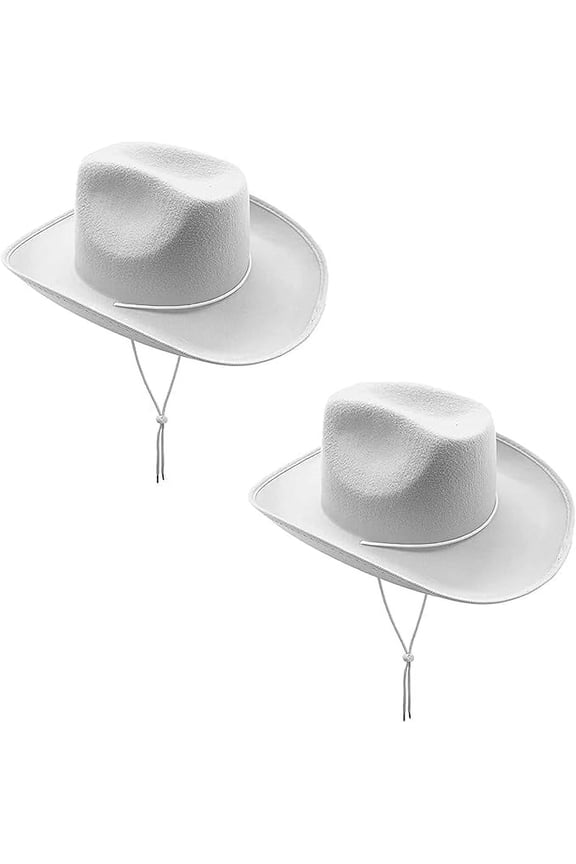 4Es Novelty 2 Pack White Cowboy Hat for Women & Men - Western Party Accessory