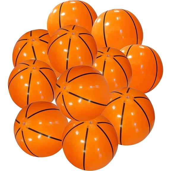 4E's Novelty 20" Inflatable Basketballs 12 Pack for Pool Games & Basketball Party Decorations