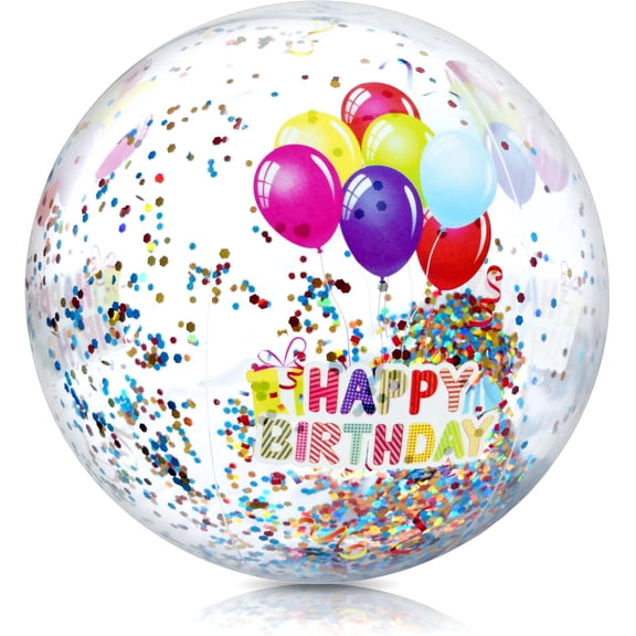4E's Novelty 22" Beach Ball with Glitter, Pool Party Birthday Decorations
