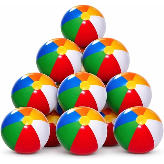 4E's Novelty 16 Inch Inflatable Beach Balls Bulk 24 Pack Birthday Pool Party Favors for Kids,Summer Goodie Bags Stuffers Toys, End of Year Student GIFS