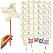 4Es Novelty 24 Pack DIY Pinwheels Craft for Kids, Bulk Summer Pinwheel Craft Kit, Colour Your Own Paper Windmill