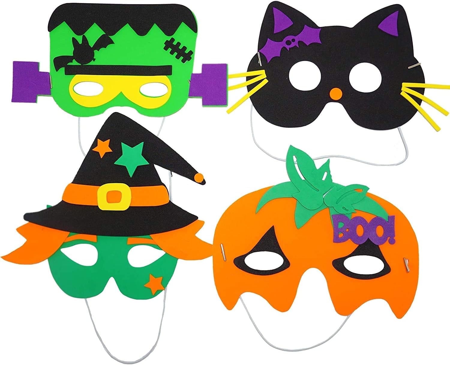 4E's Novelty 24 Pack Halloween DIY Masks Craft for Kids, Self-Adhesive Foam, Ages 3+