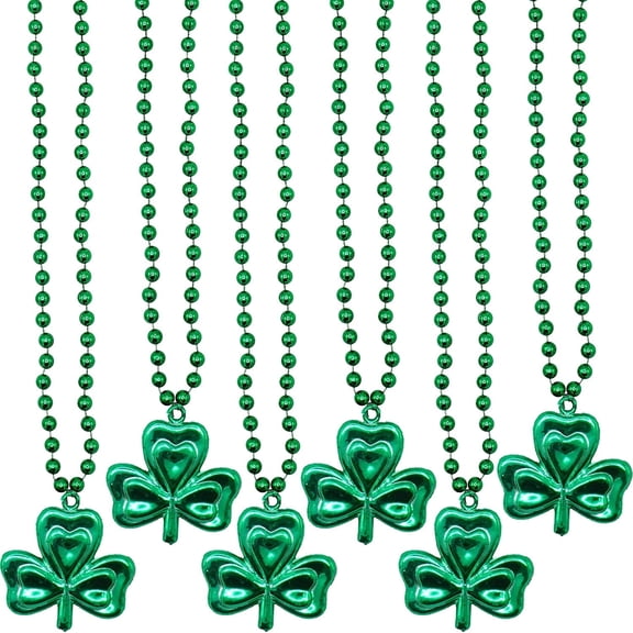 4E's Novelty 24 Shamrock Bead Necklaces - Green St. Patrick's Day Party Favors