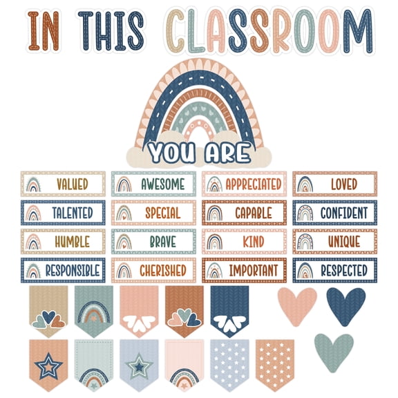 4E's Novelty 36 Pcs in This Classroom You Are Boho Classroom Bulletin Board Sets, Boho Motivational Bulletin Board