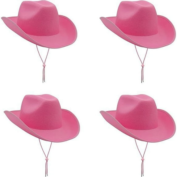 4E's Pink Kids Cowboy Hats – 4 pcs Set – Pink Cowgirl Hat, Toddler & Baby Cowboy Hats