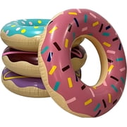 4Es Novelty 4-Pack Pool Donut Floats 30" Swim Rings For Kids & Adults, Vibrant, Durable Pool Party Floaties