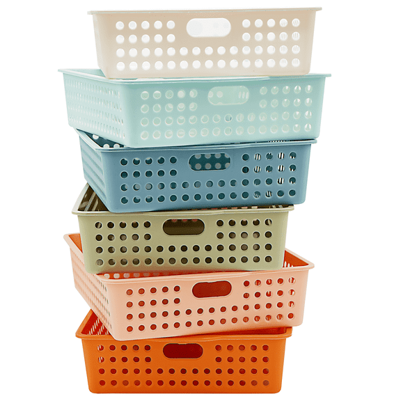 4E's Novelty 6 Pack Boho Classroom Paper Trays for A4 Papers, Stackable Plastic Storage Bins
