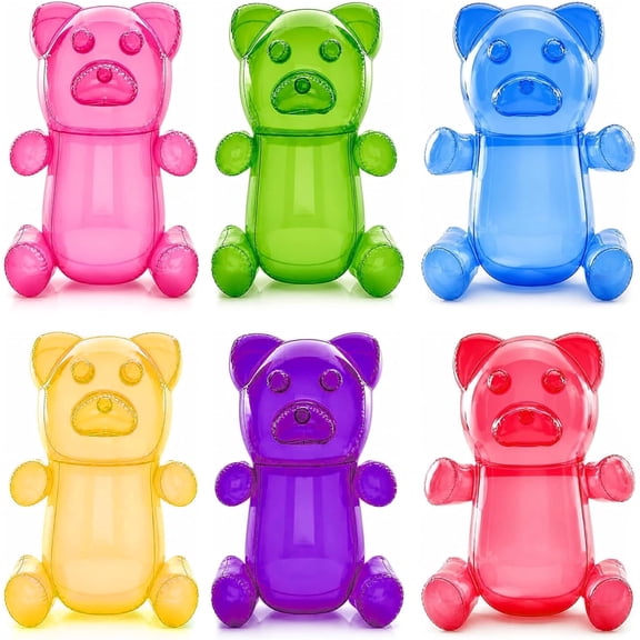 4E's Novelty 6 Pack Inflatable Gummy Bears, 12" Candyland Party Decorations & Pool Toys