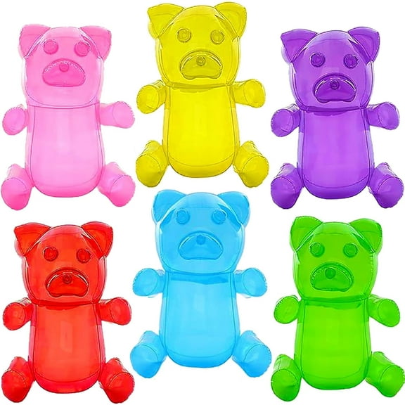 4E's Novelty 6 Pack Inflatable Gummy Bears - 12'' Giant Party Decorations & Favors