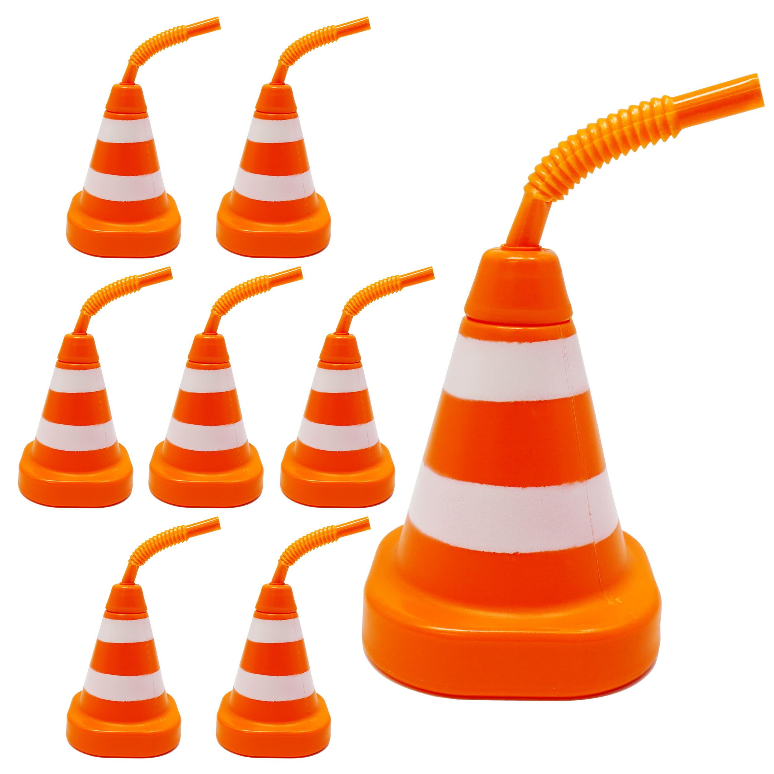 4E's Novelty Construction Cone Party Favor Cups 8 Pack 10oz Plastic Cup