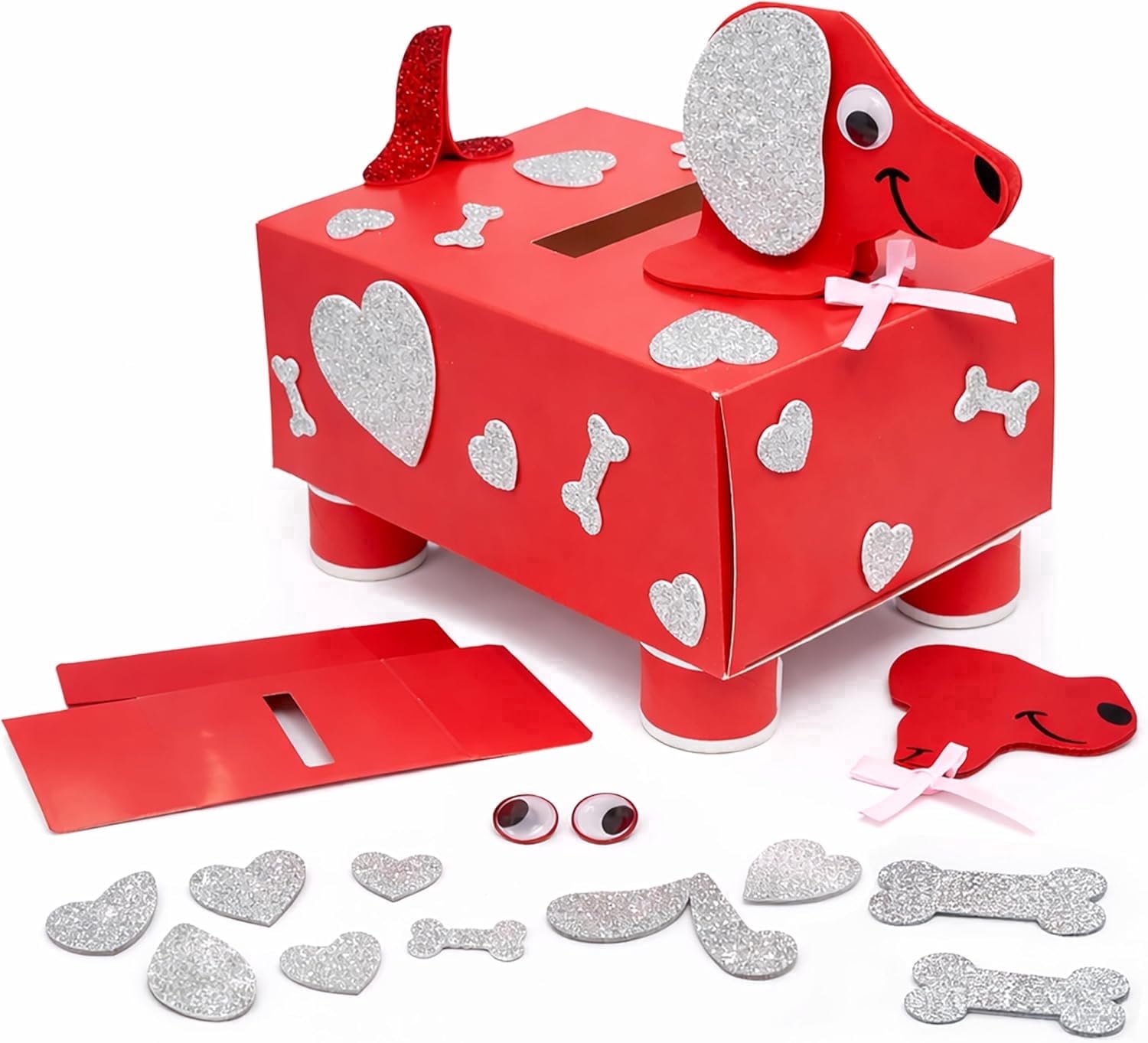 4E's Novelty DIY Dog Valentine Mailbox Kit Kids Classroom Card Box Foam Stickers Craft