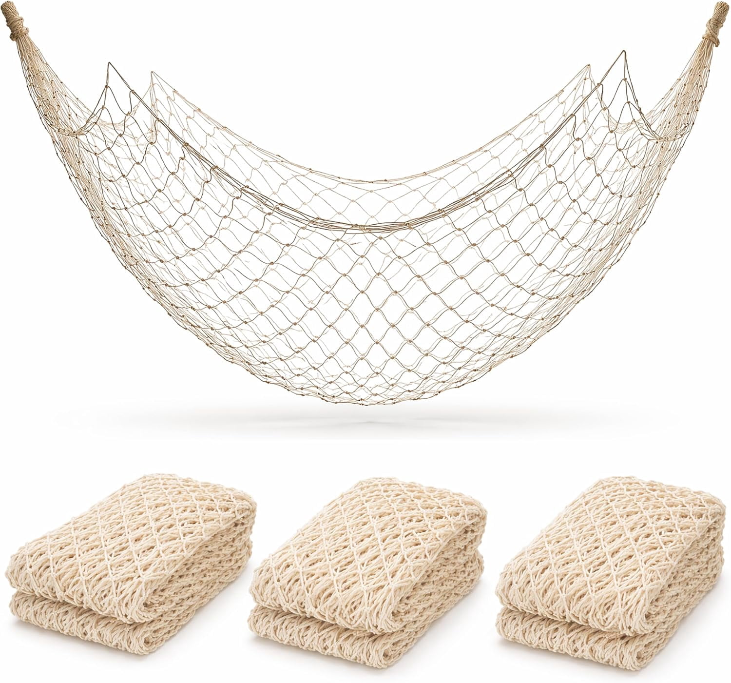 4E's Novelty Fish Net Decorative (3 Pack) - Natural Cotton Fishnet ...