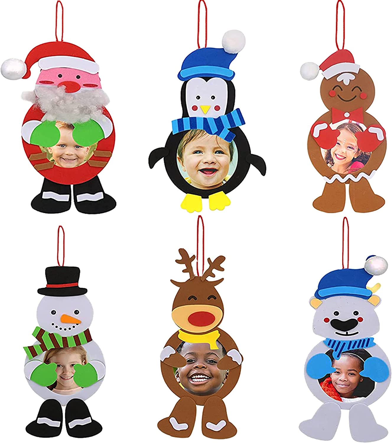 4E's Novelty Foam Kids Christmas Picture Frame Ornament Craft (12 Pack