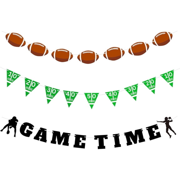 4E's Novelty Football Multicolor Garland Banners, 3 Pcs, 9ft Party Decor for Birthday or Sports Theme