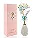 4E's Novelty Galaxy Forever Rose with Heart Stand, Plastic Crystal Flower Gift for Her