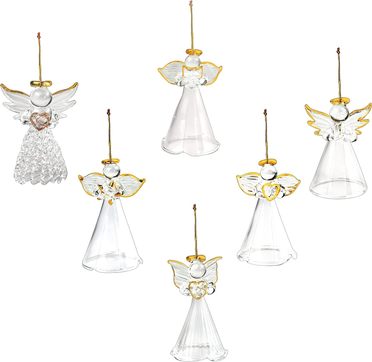 4E's Novelty Glass Angel Ornaments for Christmas Tree - Set of 12, 2.5 ...