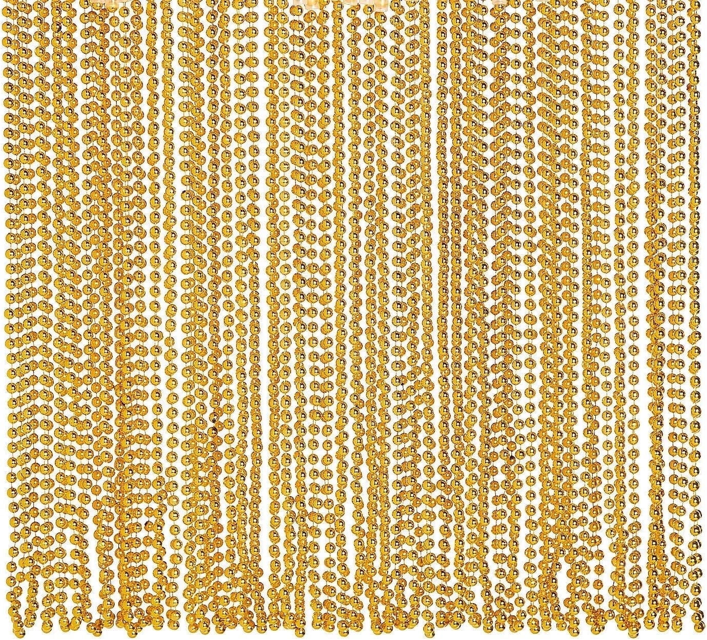 4E’s Novelty Gold Beads Necklaces 72 Pack – Mardi Gras Parade Throws, Party Beads Bulk